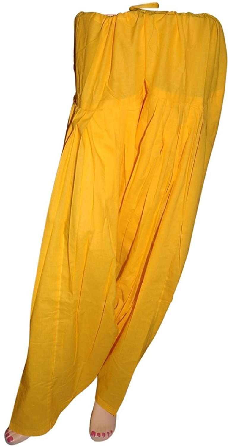 Selection Patiala Salwar, Harem Pants, Yoga Pilates Pants 100% Cotton Free Style (Yellow)