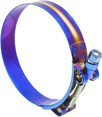 Miniatura 10 de Kyostar Abrazadera de manguera con perno en T de 2.25 pulgadas, ajustable, acero inoxidable, color azul titanio, diámetro de abrazadera para 2.25