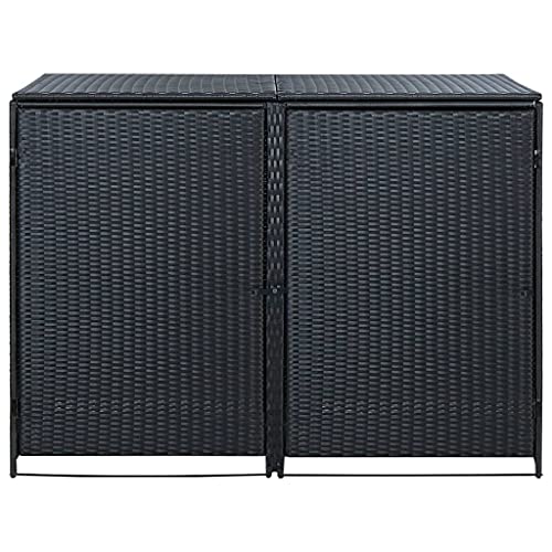 vidaXL Mülltonnenbox 2er Poly Rattan Gerätebox Müllbox Mülltonnenverkleidung – Bild 4