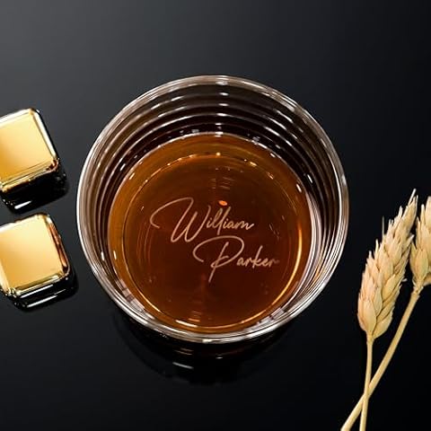 Custom Whiskey Glass - Engraved Old Fashioned Glass for Bourbon, Scotch, or Cocktails - Personalized Whiskey Gift for Men, Optional Text Message Whiskey Glass Cover