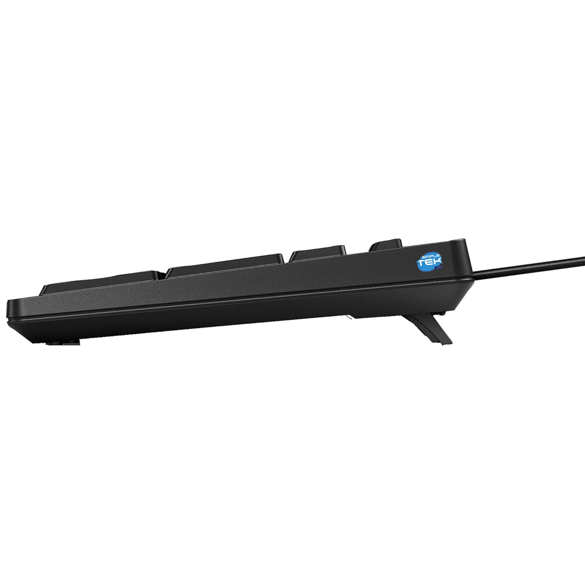 SIMPLETEK Przewodowa klawiatura USB z międzynarodowym układem QWERTY (US), pełnowymiarowa, ciche klawisze, długi kabel