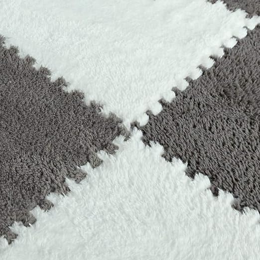 CTN Enterprise Velvet Interlocking Floor Mats – Soft Plush Foam Tiles for Kids Playroom, Bedroom, Living Room & Office – Cozy, Non-Slip Puzzle Mats for Home Décor, Creative Play, Relaxation 12 psc 1