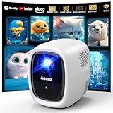 [Enfoque Auto/Apps integrada] Mini Proyector con WiFi y Bluetooth 4K 1080P Nativo Proyector con Apps y Android TV OS, Auto Corrección, Altavoz Estéreo, proyector Portátil, Blanco