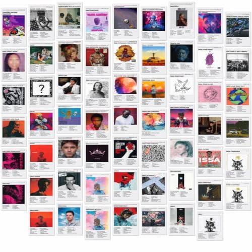 Music Album Cover Posters Wall Collage Kit, 60 Pcs 4x6 Inch Prints for Room Decor, Rapper Band...