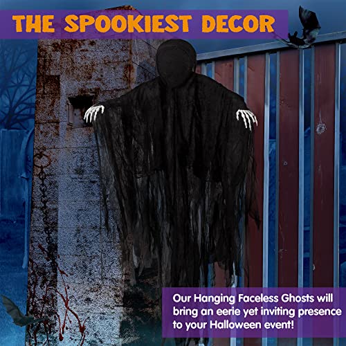 Image of JOYIN 63 inch Halloween Decorations Outdoor Grim Reaper,Dark Faceless Hanging Ghost Decor in Black Horror Robe for Halloween Yard Tree Graveyard Hanging Decorations Haunted House Outside Decor