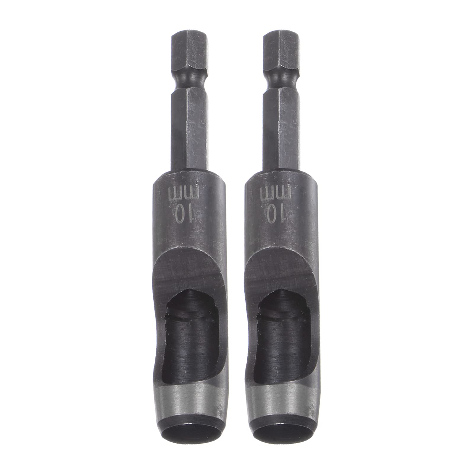 sourcing map 2 piezas de cuero hueco de mango hexagonal para taladros, perforador de agujero de 10 mm de diámetro para telas gruesas, trabajo de artesanía en cuero