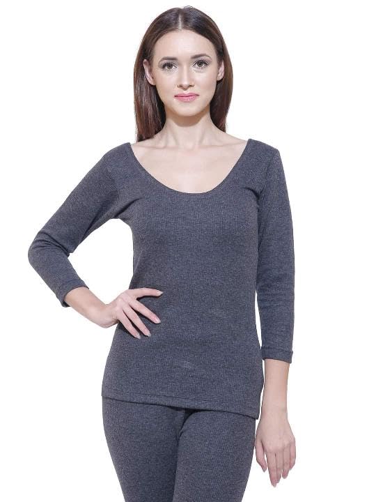 Womens Tops Round Neck Full Sleeves Pack of 1-Charcoal Melange..