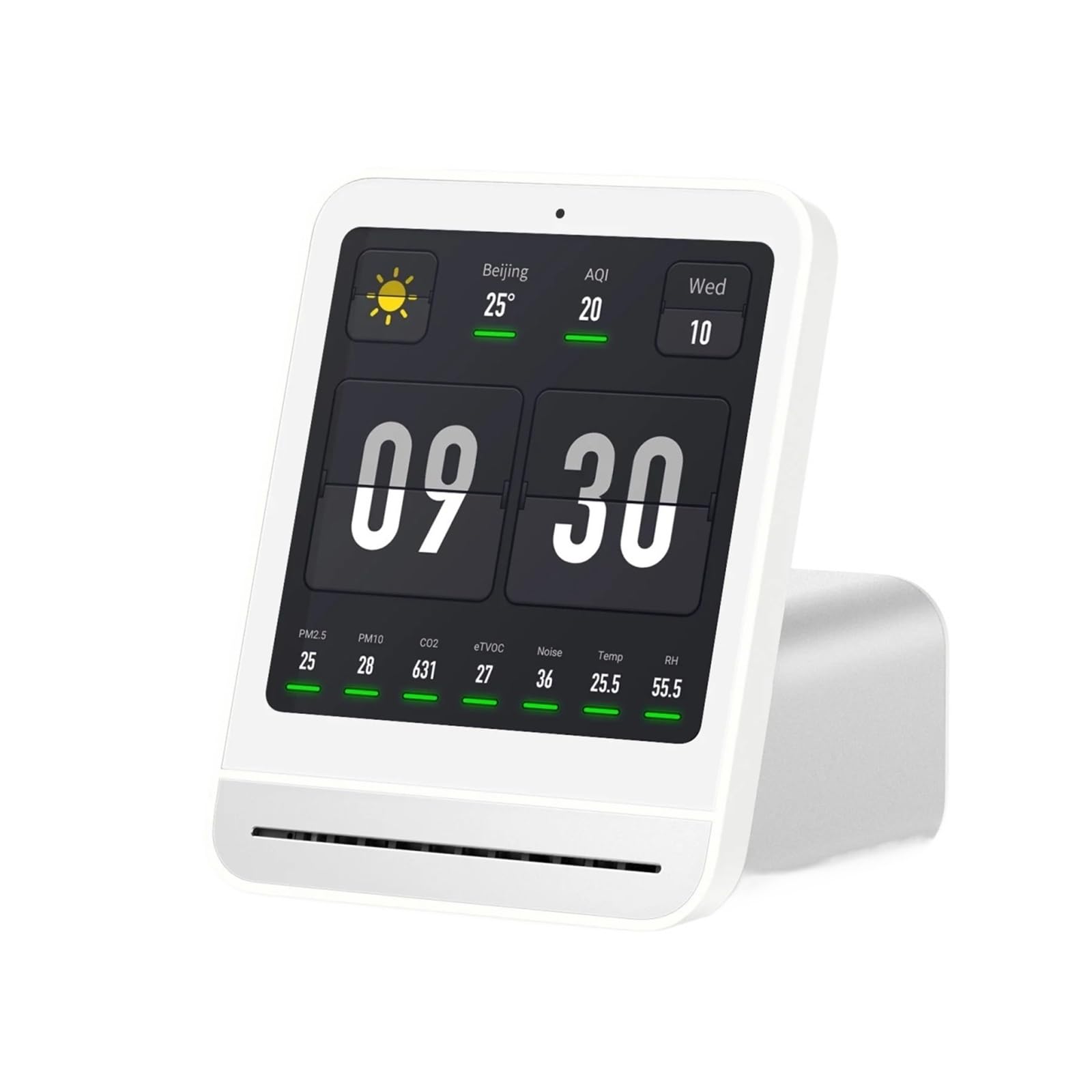 Air Quality Monitor, Air Detector Temperature Humidity Sensor CO2 Quality Monitor(Bianco)
