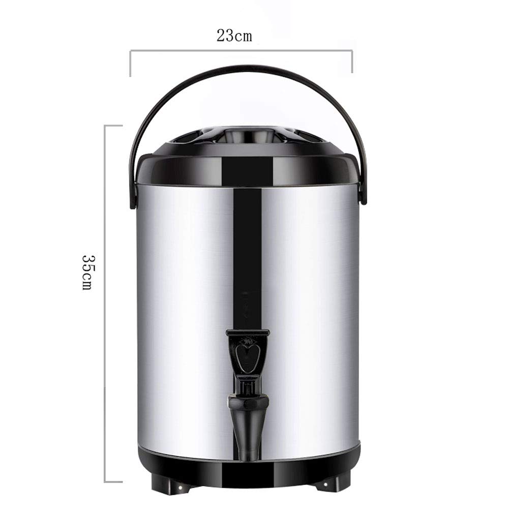 Distributore di acqua calda e bevande con rubinetto, grande urna per caffè in acciaio inox, barile isolato, secchio thermos per feste, buffet, hotel, mantiene calde bevande calde, nero