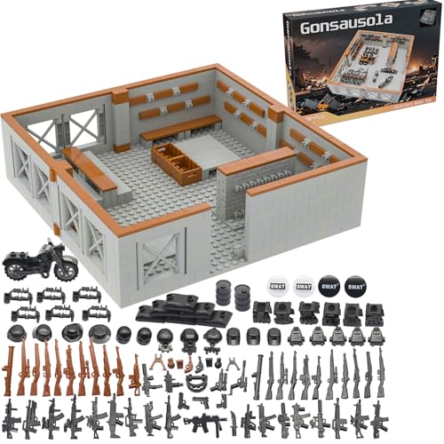 Gonsausola Military Base Building Bricks Set Defence Base Guard Tower Guns Weapons Building Block Toy Weapon Pack Accessories Kits Toys for Kids