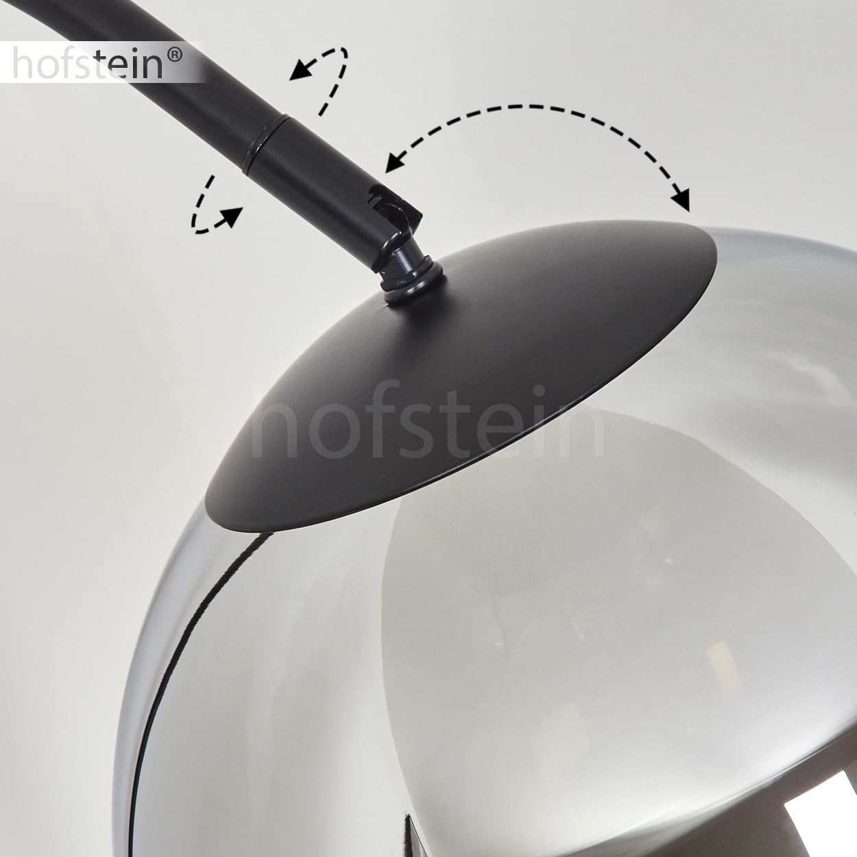 Lampada da terra Koyoto, lampada da terra metallo/vetro in nero/cromo/trasparente/fumo, lampada in design retrò/vintage/industriale con paralume in vetro (Ø 25 cm) e interruttore a pedale, 1x E27,