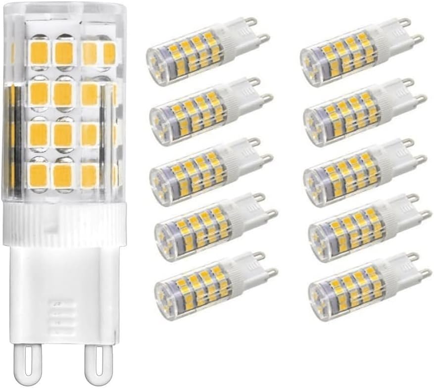 Vlio G9 LED Bulbs Cool White 6000K, 450LM, 5W Equivalent to 40W Halogen, Non-Dimmable Energy Saving Light Bulb for Home Lighting Decor, Chandelier, Wall Light, Crystal Lamp, 10 Pack [Energy Class D]
