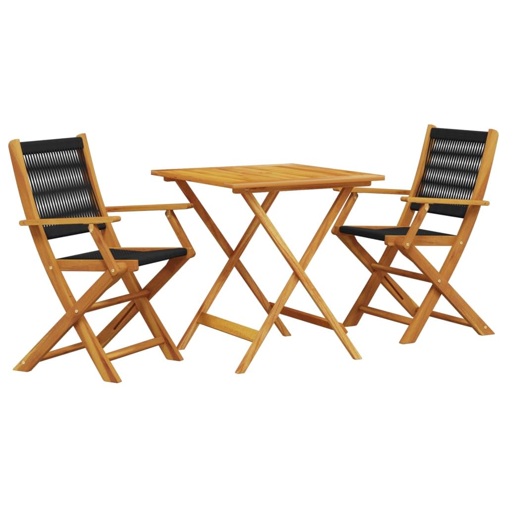 LAPOOH Ensemble de Bistro 3 pcs Noir polypropylène et Bois Massif,Ensemble Bar De Jardin,Ensemble De Bar D'Extérieur,Mobilier De Jardin