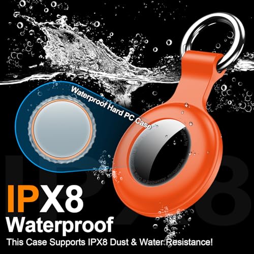 Image of 1|2|4Pack for Apple AirTag Holder,for Air Tag 2nd &1st Genaretion,Waterproof GPS Tracker Air Tag Keychain with Cover Anti-Scratch Silicone for Air-Tag Case for Pets,Kids-Blue+Brown+Orange+Rose Red