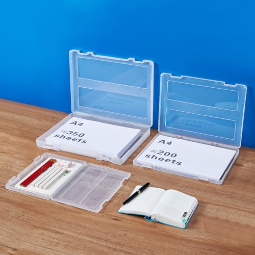 Image of 8 Pack Paper Storage Boxes, 8.5 x 11 Plastic Portable Project Case for US letter Size and A4 paper, Plastic Multi-Purpose Thick Scrapbook Storage Box for Office,Craft or Art Supplies