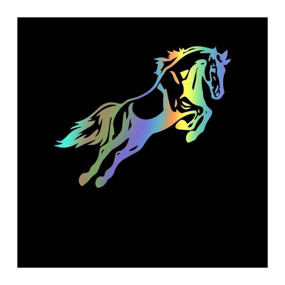 Cartoon Horse Auto Stickers On The Car Vinyl Decal for Rearview Mirror Head Engine Cover Windows Decoration(Reflective Lasers,L 21cmX26cm)