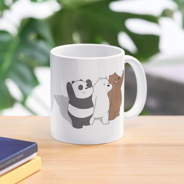 CRAFT MANIACS Bare Bears Hello Bello Printed White 330 ML Designer Tea/Coffee Mug for Bare Bears Lovers | Microwave & Dishwasher Safe
