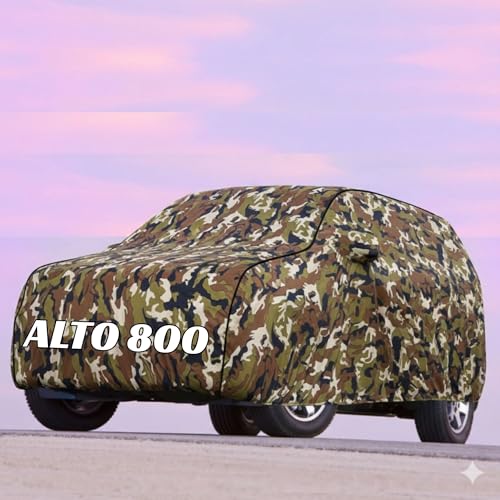 Image of Kayme UltraShield All Weather Premium Alto 800 Car Cover 6-Layer Waterproof Fabric, UV & Heat Reflective - Rain, Sun & Dust & Bird‐Dropping Resistant, Indoor /Outdoor Full Body Protection - Jungle