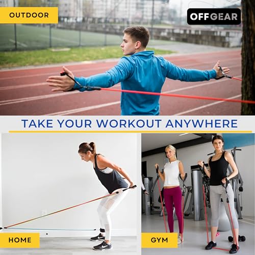 Image of Resistance Bands Set for Home Workout - Stackable Resistance Tubes with Handles, Ankle Straps, Door Anchor & Exercise Guide | Full Body Training Bands for Men & Women