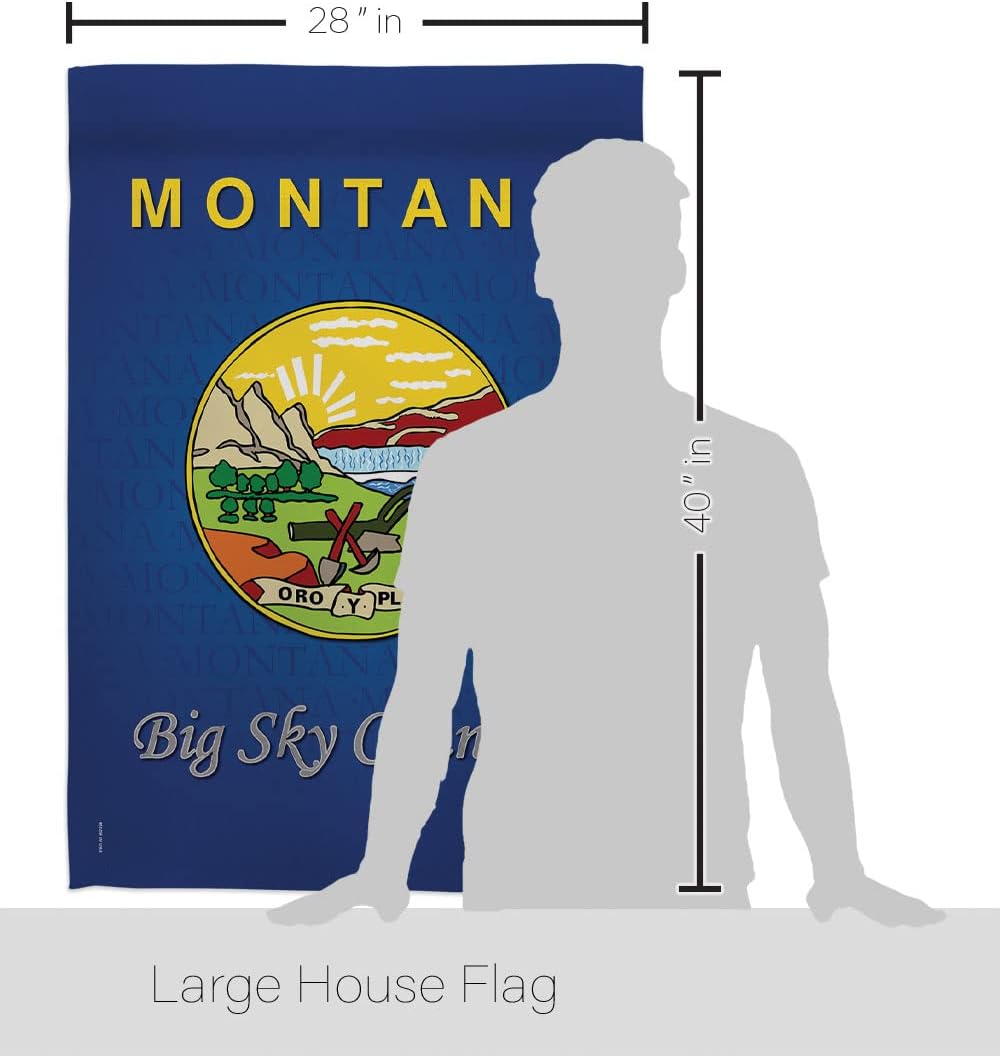 Breeze Decor Montana Americana States Double Side Decorative House Flag, 28" X 40", Multi-Color