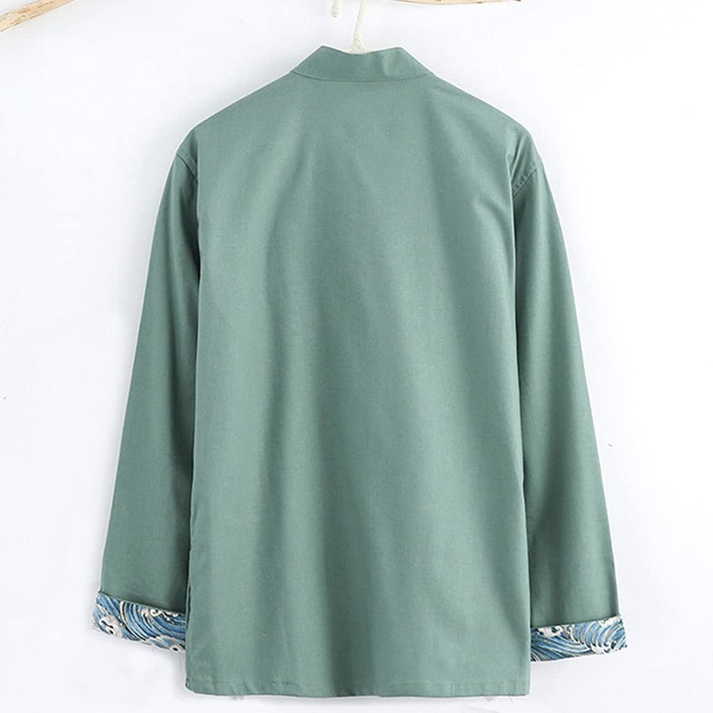 ZHOUXIAO Biancheria Unisex Tang Tang Suita Cinese Tradizionale Manica Lunga Kung Fu Camicia da Uomo Kung Fu Giacca Kung Fu, Biancheria di Cotone Tai Chi Uniform Uniforme, Han Blue-L