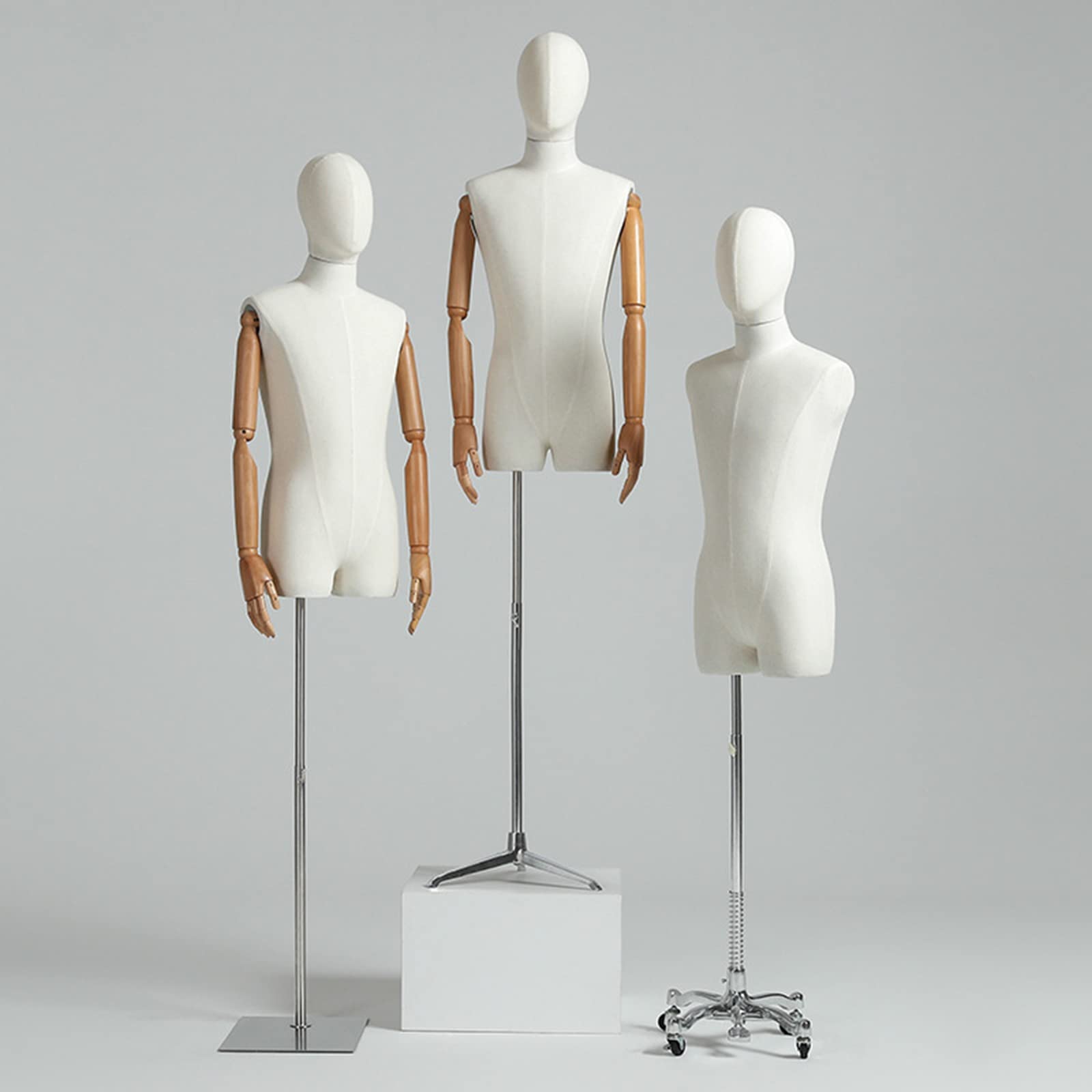 Demi-corps de mannequin masculin, modèle homme réglable en hauteur avec base en métal, bras et tête rotatifs à 360°, affichage du torse pour vitrine de magasin, exposition