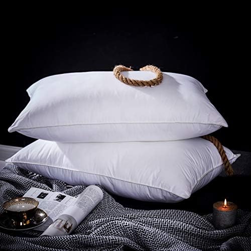 Goose Feather & Down Duvet 13.5 Tog Luxury Comforter Deluxe Quilt, Hotel Quality, Super Soft, Warm and Cosy, Anti Allergy, Computer Quilted Construction Self Fabric Piping (Pillow 2pk Pair (50x75)cm)