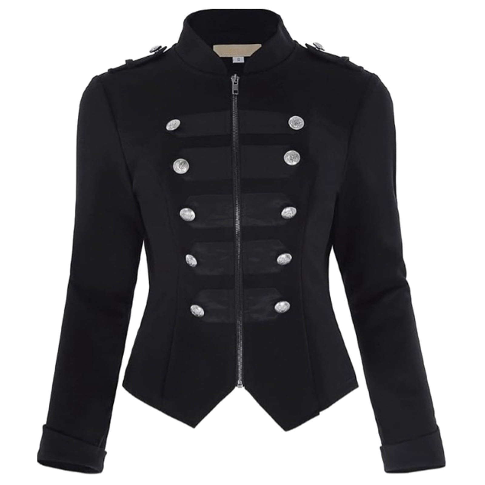 Women's Military Style Palace Jacket Vintage Gothic Drummer Blazer Zip Up Steampunk Band Tunic Outwear m1