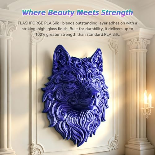 Image of FLASHFORGE Silk+ PLA Filament 1.75mm Blue, Silky Texture 3D Printing Filament, Enhanced Layer Adhesion with Stunning Surface Finish; Chrome-Like Brilliance and Silk-Smooth Perfection