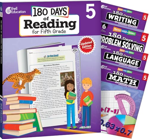 180 Days of Fifth Grade Practice, 5th Grade Workbook Set for Kids Ages ...