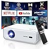 Aurzen EAZZE D1 Smart Projector with WiFi and Bluetooth, Netflix-Officially-Licensed, Auto Focus & Keystone, DoIby Audio, Zoom, Native 1080P Movie, Portable Outdoor Mini Projector, White