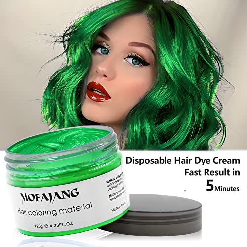 Image of Green Temporary Hair Dye Wax Natural Instant Hair Color Wax Pomades 4.23 oz, Hair Styling Clay for Party, Cosplay, Halloween, Christmas