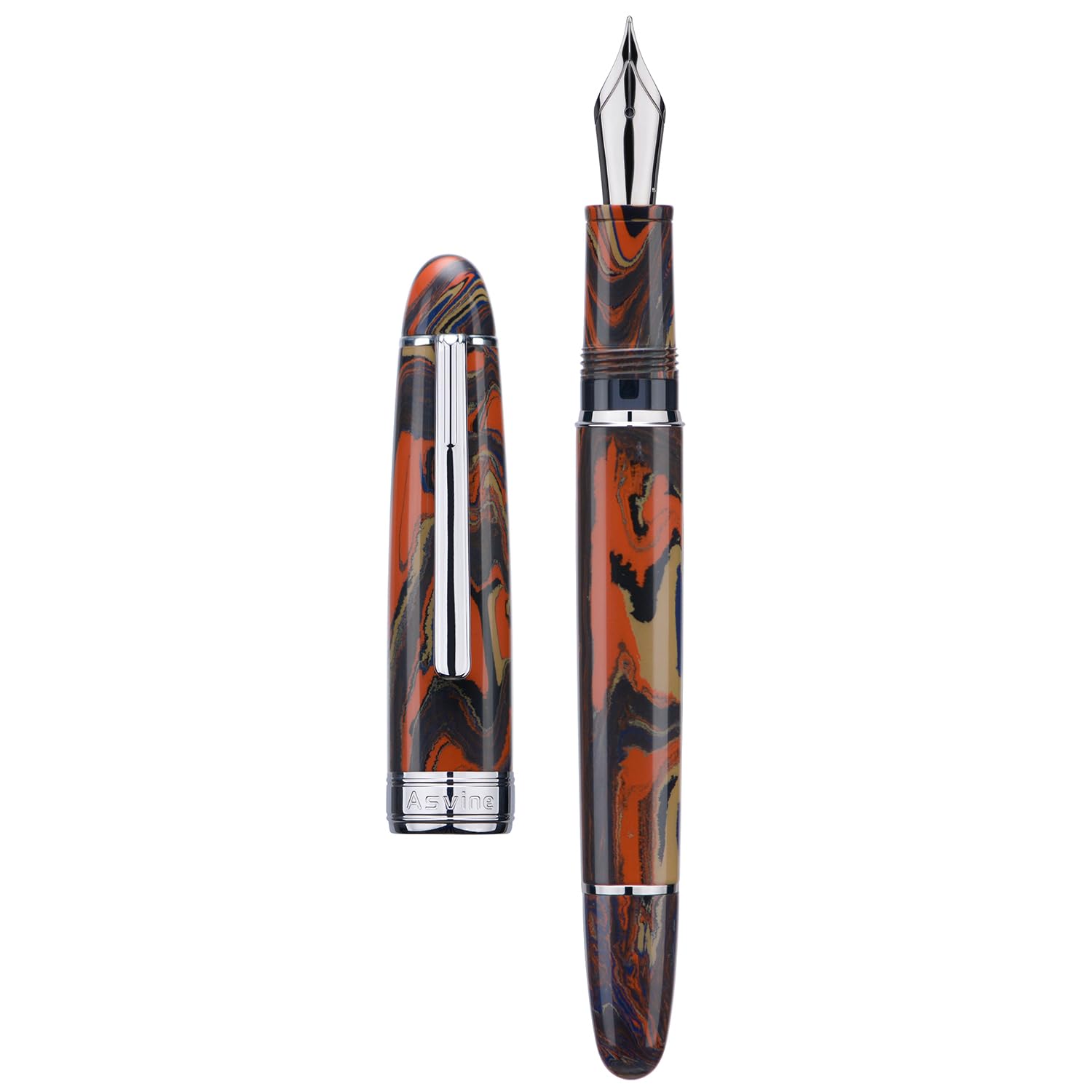 Asvine J16 Ebonite Fountain Pen Red, Jowo Broad Nib Piston Filling, Ink Window Design with Wrench and Pen Box - Image 2