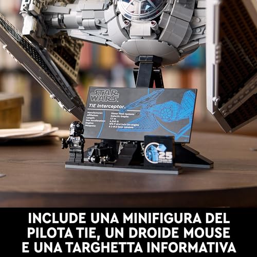 Star Wars TIE Interceptor, Modellino da Costruire di Starfighter Ultimate Collector Series con Espositore, Minifigure e Mattoncino del 25 Anniversario, Regalo per Adulti, Collezione UCS 75382 - Lego - Immagine 4