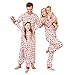 PopReal Family Pajamas Matching Sets Matching Christmas PJs with Deer Tree Printed Pants Long Sleeve Sleepwear Red