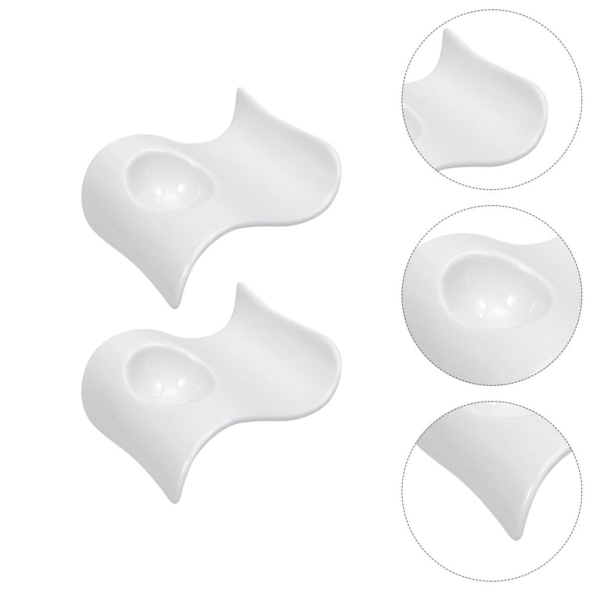 Tofficu 6 Coquetiers en Céramique Blancs Modernes, Lot de 6 Pièces, Supports à Œufs Pratiques et Faciles à Nettoyer, Plateau Élégant Table