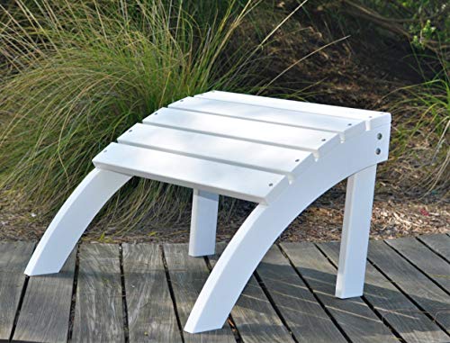 Polyteak Outdoor Ottoman, Real Wood Look, All-Weather Outdoor Patio Foot Stool, Outdoor Firepit Foot Rest For Adirondack Chairs (White) #TOP4