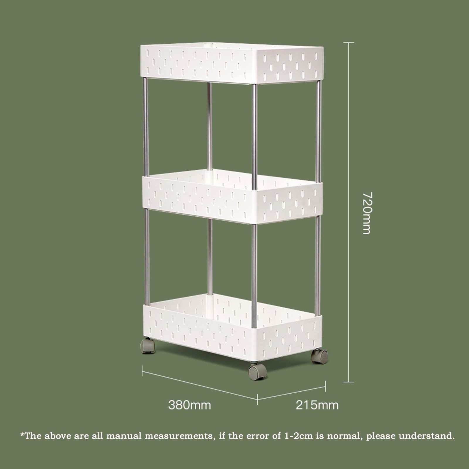 Estante Organizador Carro rodante de 2/3/4 niveles, organizador carro ajustable, almacenamiento con ruedas, estante frutas y verduras gran capacidad Repisas para Cocina(3 layers)