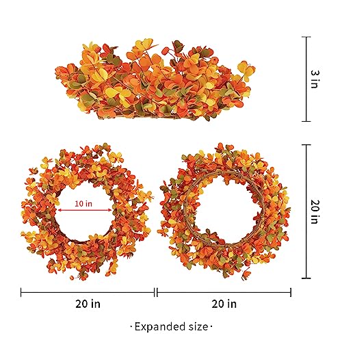 Violetevergarden Fall Wreath 20 Inches Autumn Wreath With Eucalyptus And Pumpkins Harvest Wreath Indoors&Outdoor Thanksgiving And Farmhouse Fall Wreaths For Front Door (Orange Yellow) #TOP2