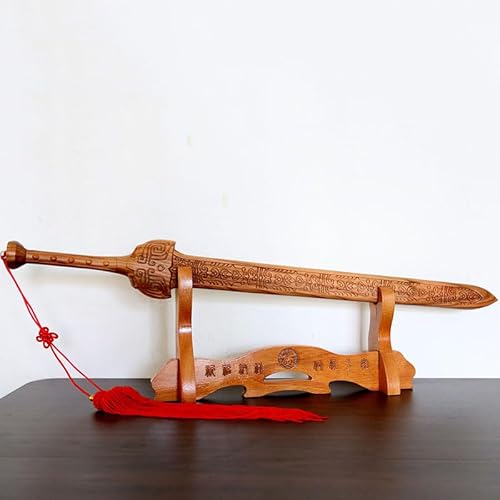 桃木の剣 桃木剣 軒轅劍 鎮宅玄 木製宝剣 法剣 風水アイテム 不浄や邪気を祓い霊的存在を断ち切る風水の剣台座付き60cm