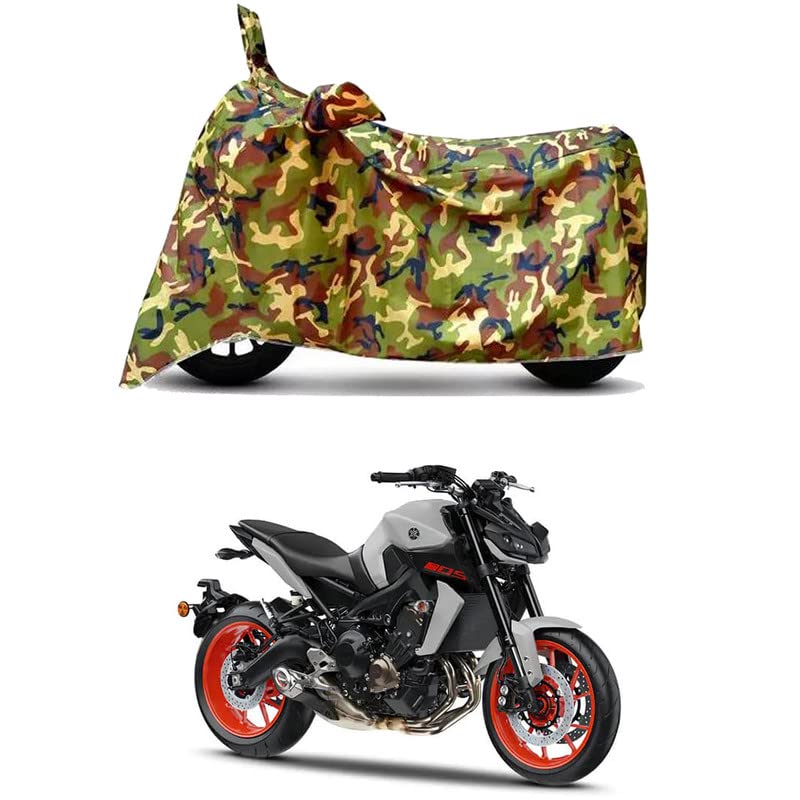 Image of Waterproof 100% PVC Coated Bike Scooty Two Wheeler Body Cover Compatible for Yamaha 2022 MT-09 STD /UV-Rays /Heat Protection /Birds Dropping /Scratchproof /Dust Proof [6X6 Jungle Print]