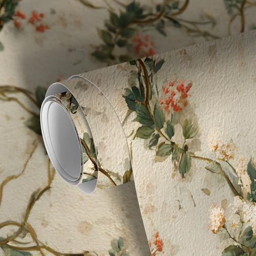 Image of PAPER PLANE DESIGN Vintage Floral Self Adhesive Wallpaper Peel & Stick, Waterproof, Stain-Proof & Self Adhesive Vinyl | Easy to Clean | 16 in X 90 in, Decor for Bedroom, Hallway, Living Room (C)