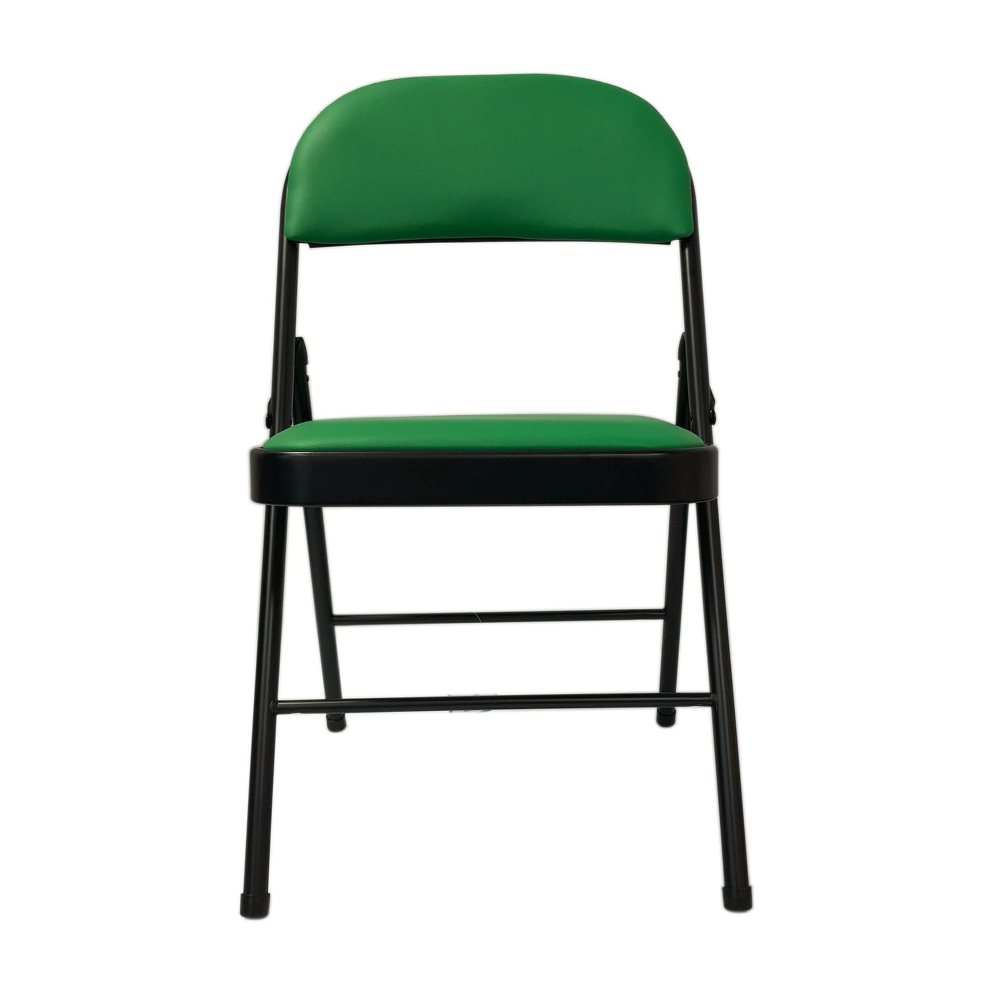 Meta Furniture Folding Faux Leather Chair - Padded Event Seats Metal Frame Foldable chair, Easy Storage Comfortable Seat for Home, Dining & Office | Computer Desk Chairs (1, Green)