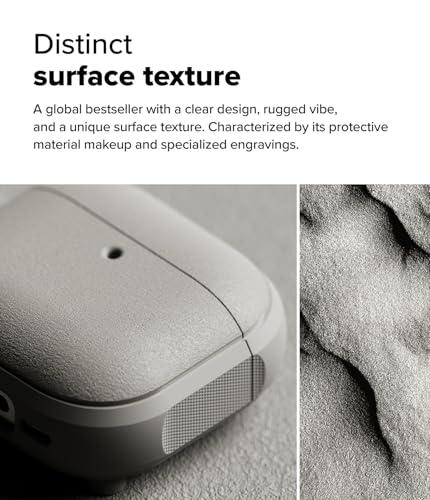 Image of Ringke Onyx Magnetic for AirPods 4 Case Shockproof Non-Slip Texture Cover Anti-Fingerprint Technology Prevents Oily Smudges with Carabiner for Magnetic Charging AirPods 4 Accessories - Warm Gray