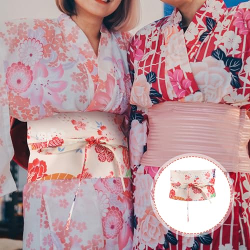 Amosfun Japanese Kimono Wide Belt Adjustable Robe Obi Yukata Waistband with Tassel for Women 25.59 X 6.29 Inches4