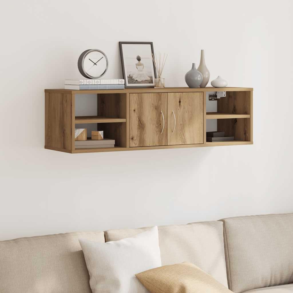 Wandschrank Artisan-Eiche aus Holzwerkstoff, 101x30x29 cm, schwebendes Regal mit hoher Tragkraft (60 kg) für Küche, Bad und Wohnzimmer