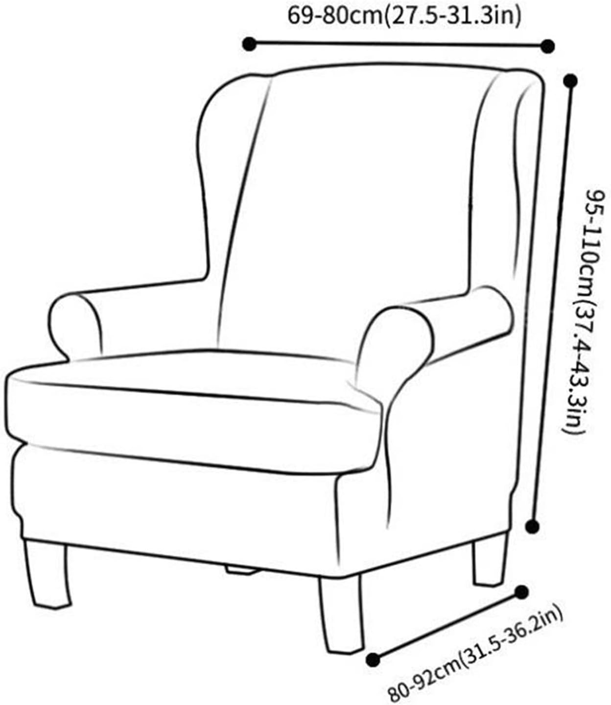 Wingback Chair Printing Covers,Wingback Chair Cover Slipcovers 2 Piece Stretch Wing Chair Covers Spandex Sofa/Armchair Non-Slip Furniture Protector for Living Room(Peige)
