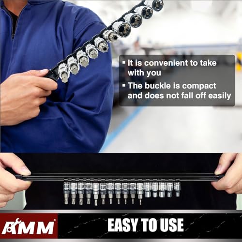 Image of AMM 6-Piece Socket Organizer,1 /4 inch Drive ABS Tools-Socket Holder,Heavy Duty Socket Racks,Premium Quality Socket Clip Rail Holder,The best tool trays in the garage
