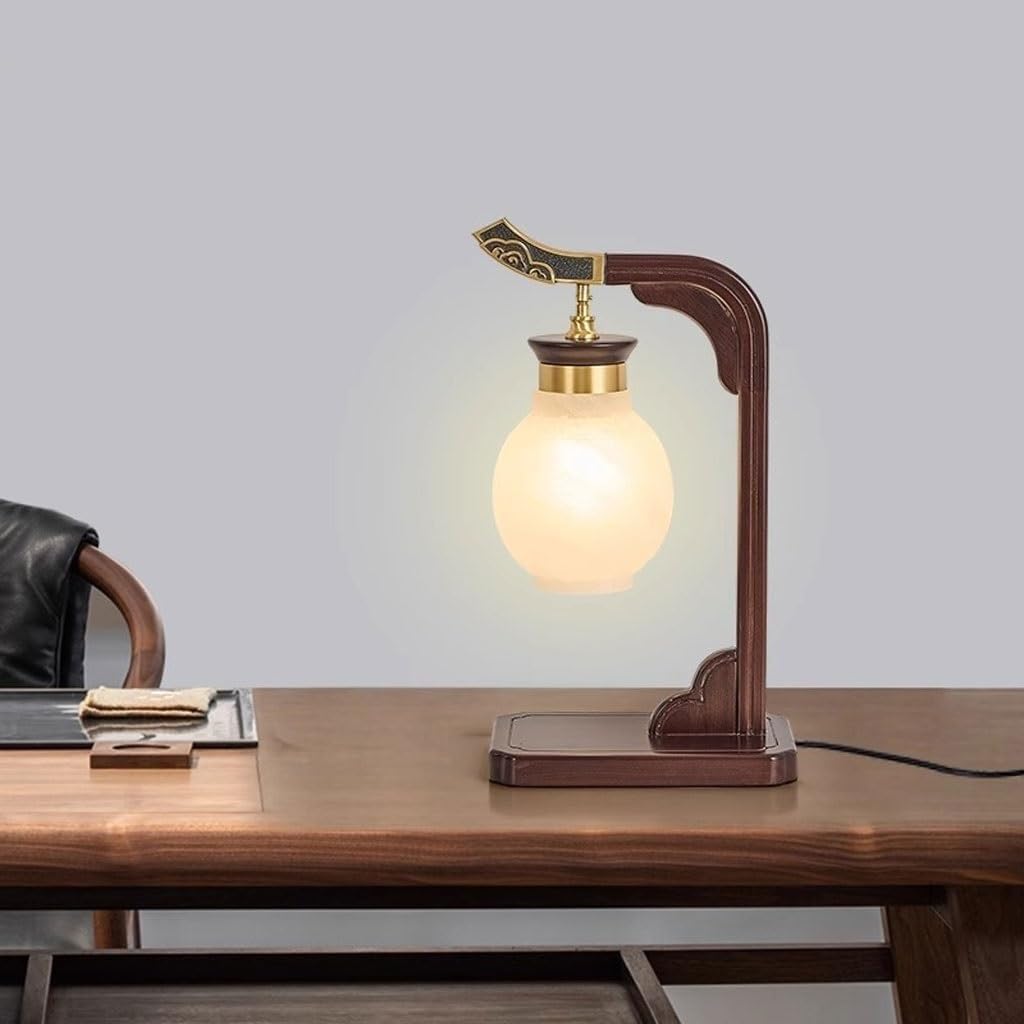 Lampa biurkowa chiński styl sypialnia nocna atmosfera stół herbaciarnia retro lite drewno dekoracyjne światło