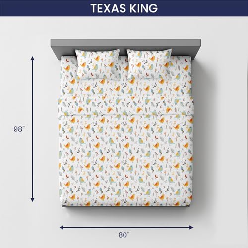 Image of SGI bedding 80 inchx98 inch 4 Pc Texas King Sheet Set 600 TC 15 inch Deep, Spring Bird